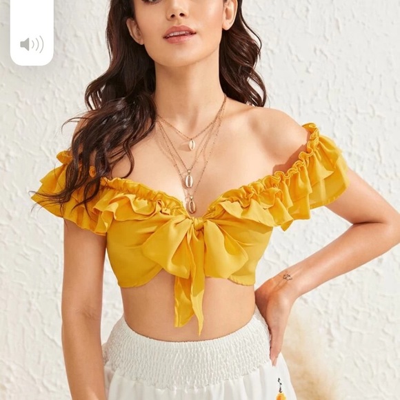 Layered ruffle trim crop top S - Picture 3 of 7